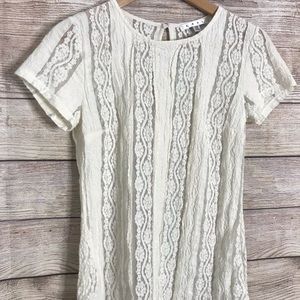 cAbi Cream Off White Lace Blouse Formal Top